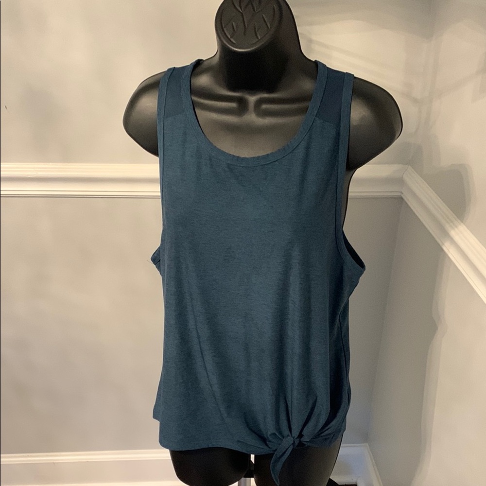 Reebok Teal Green Heather Tie Front Workout Tank Size M
